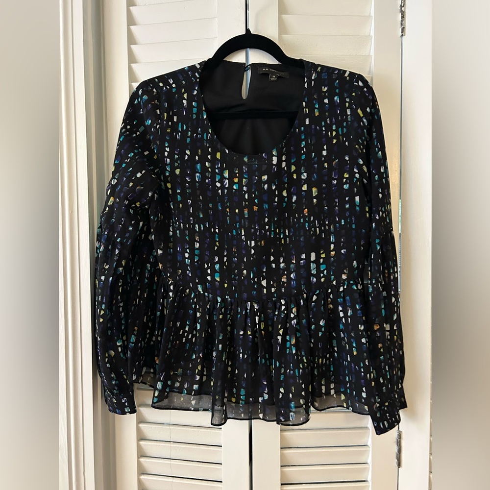 Mm Couture Black Multicolor Patterned Blouse - image 1